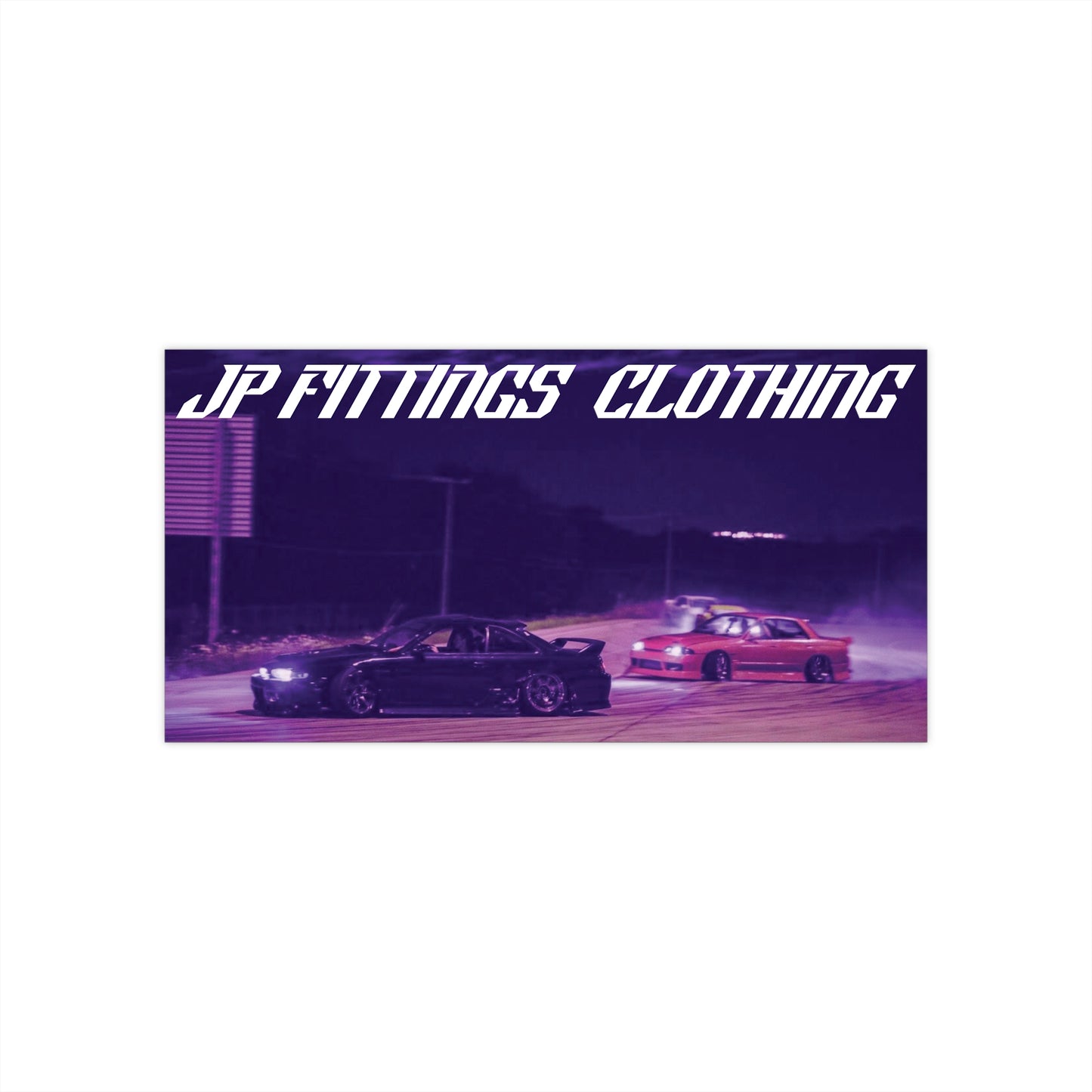 JP Fittings Car Scene Bumper Sticker — Automotive Clothing Brand Decal