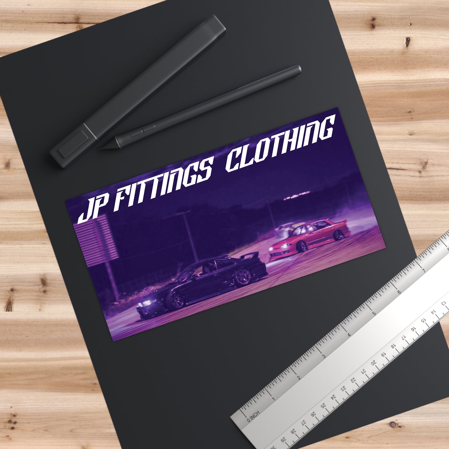 JP Fittings Car Scene Bumper Sticker — Automotive Clothing Brand Decal