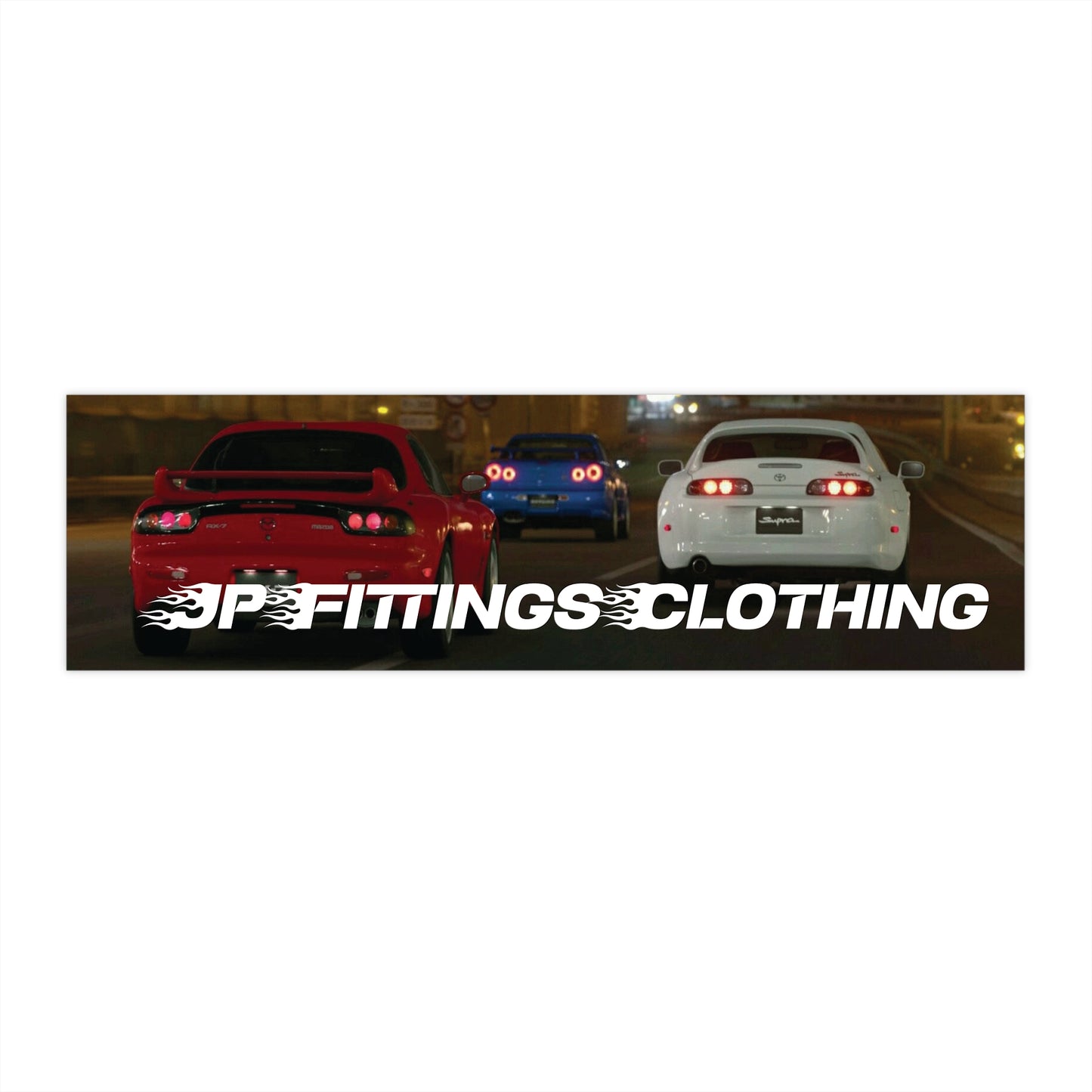 JP Fittings Car Scene Bumper Sticker — Automotive Clothing Brand Decal