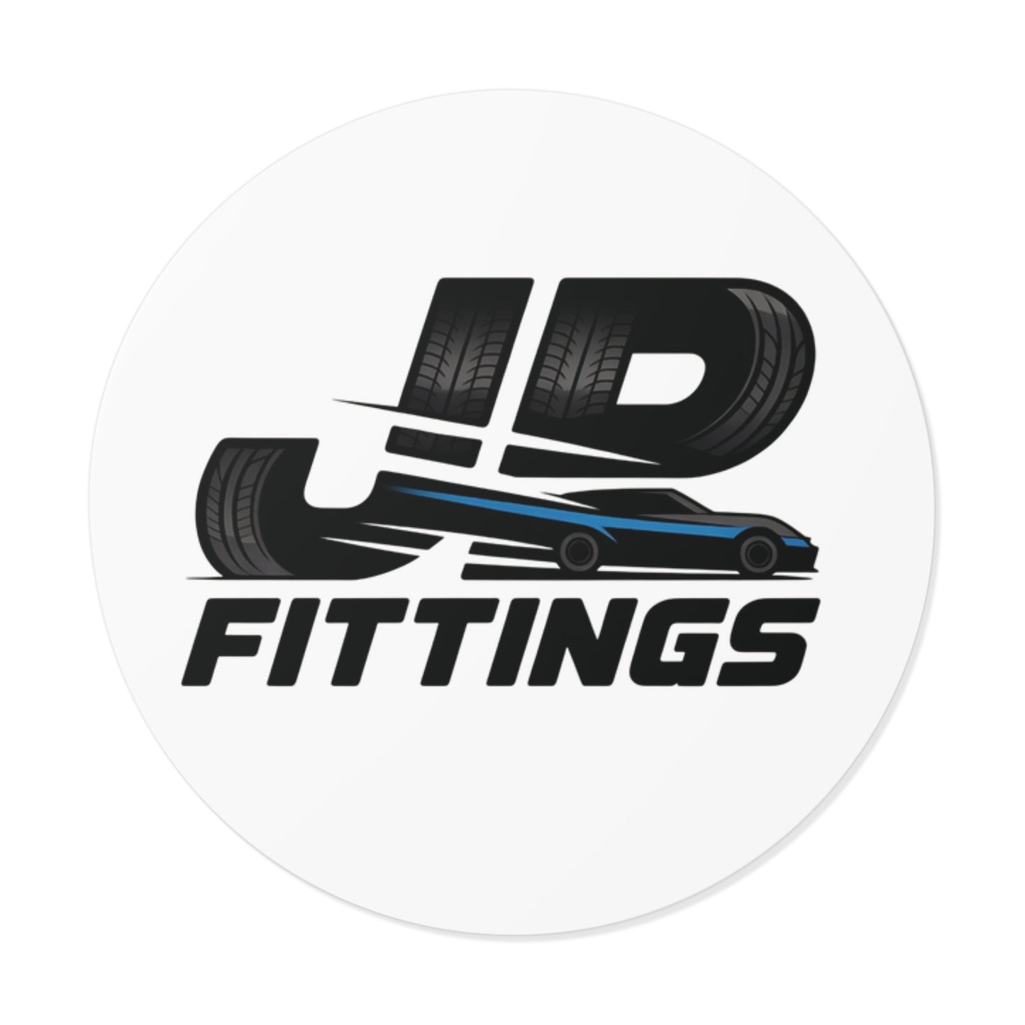 JP Fittings Round Vinyl Sticker — Motorcycle & Automotive Logo Decal