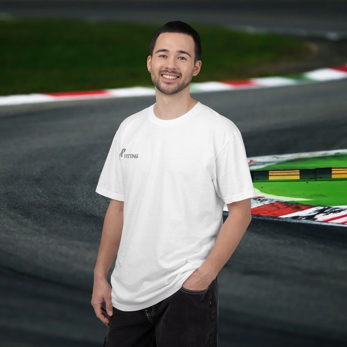 White T-Shirt with Fittings logo for motorsport fans